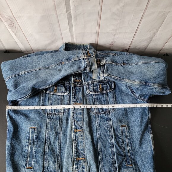 Vintage Wrangler Rugged Wear Flannel Lined Button Front Jacket. Men XL Denim - Picture 7 of 8
